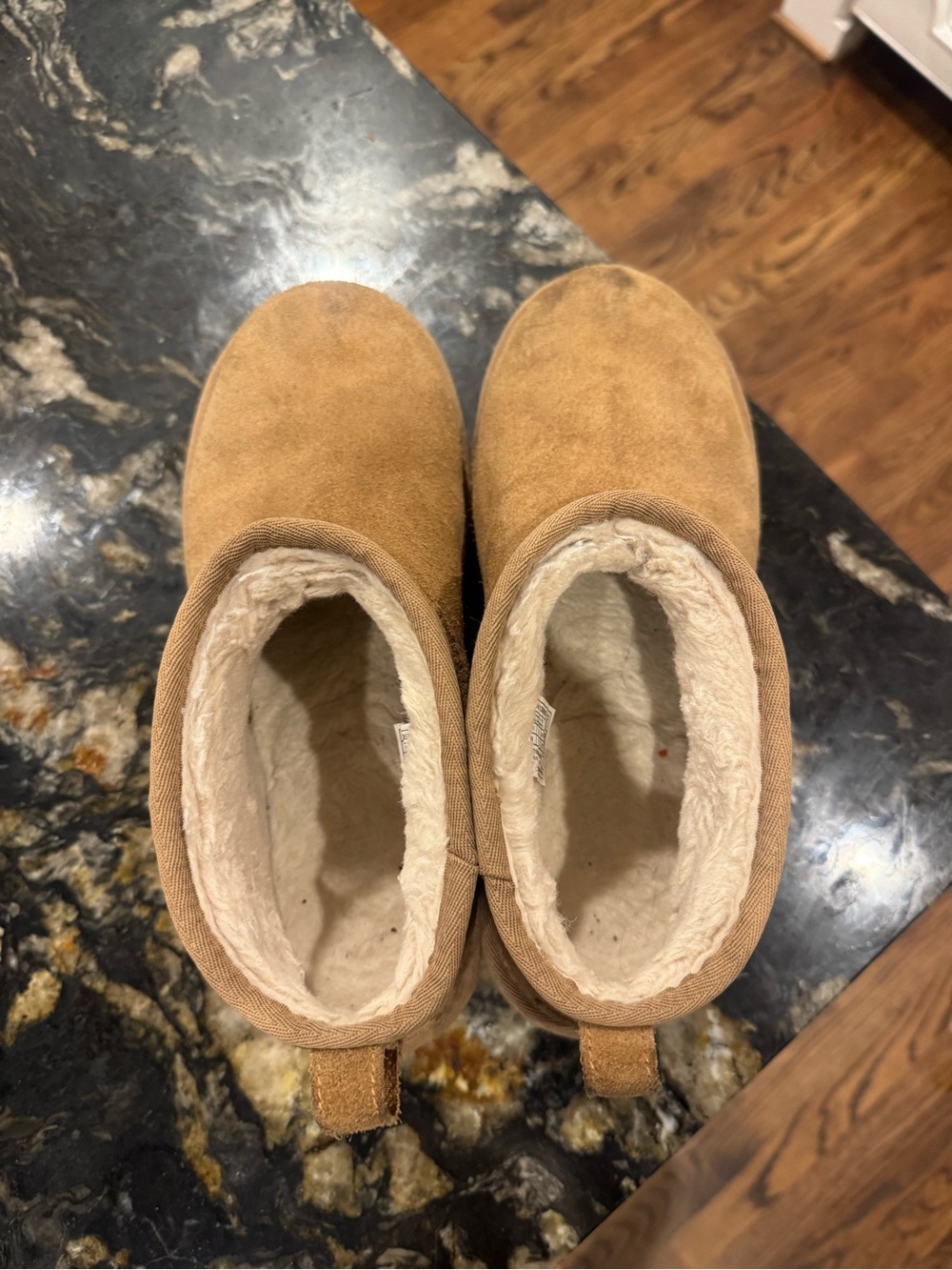 UGG Chestnut Suede Faux-Fur Lined Slip-On Slippers